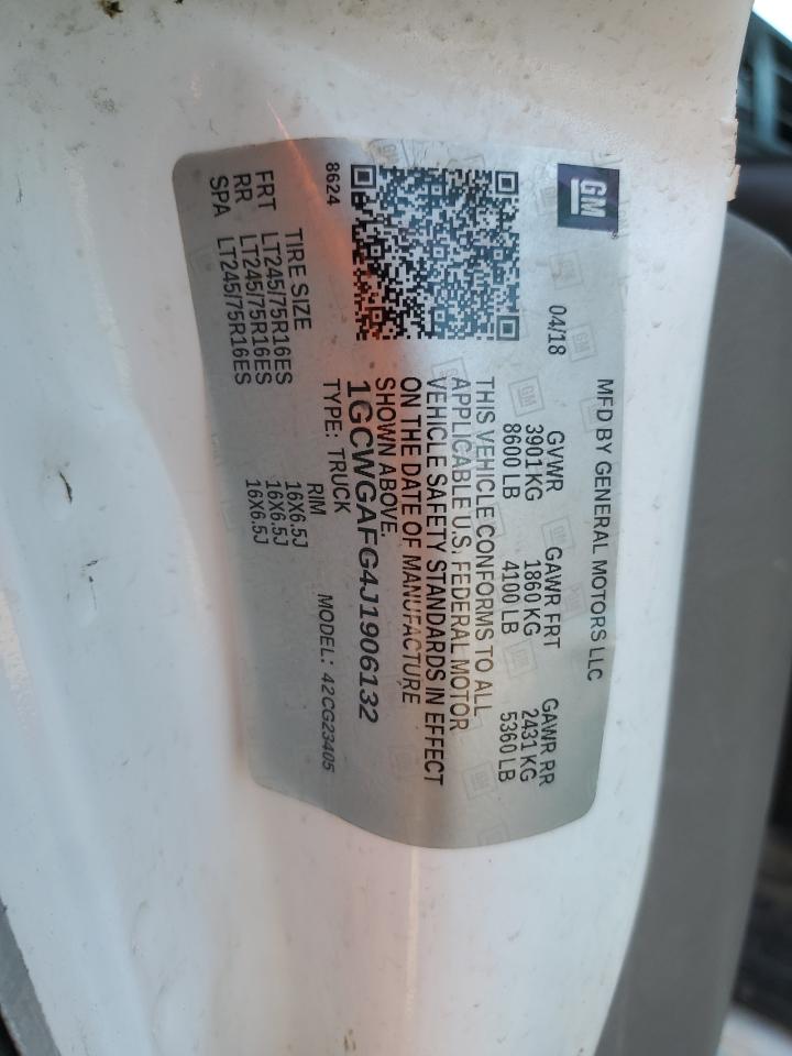 2018 Chevrolet Express G2500 VIN: 1GCWGAFG4J1906132 Lot: 84757585