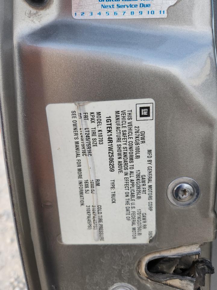 1998 GMC Sierra K1500 VIN: 1GTEK14R1WZ506259 Lot: 82650755