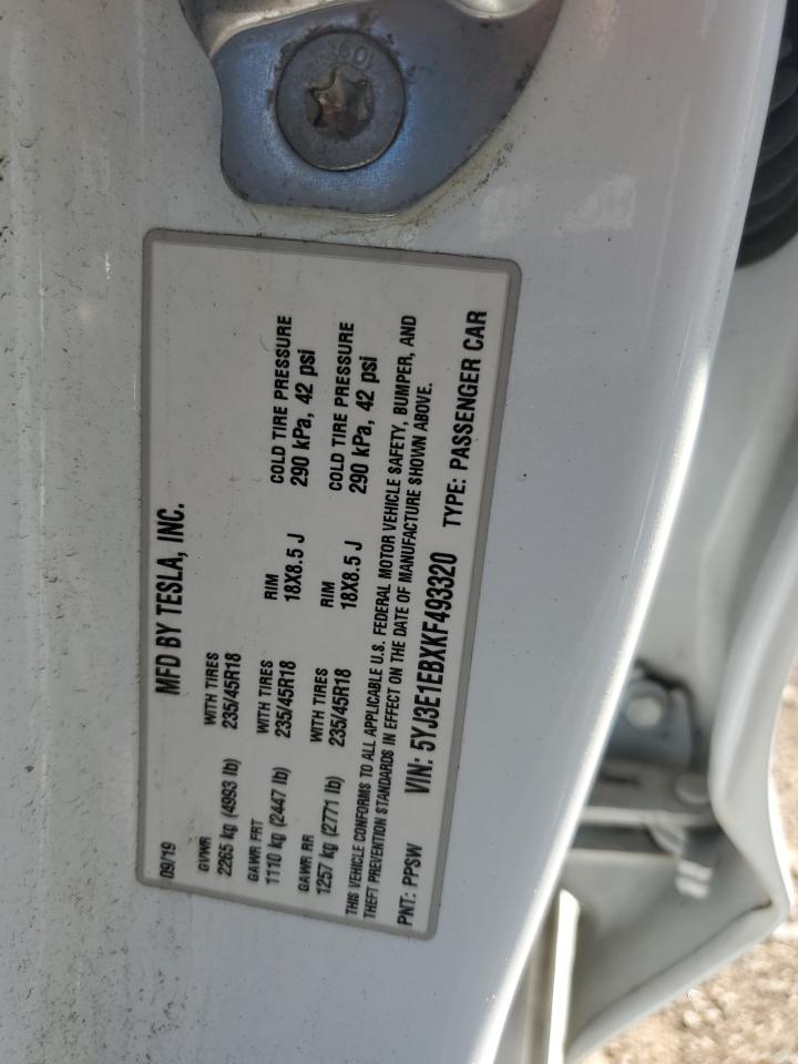 2019 Tesla Model 3 VIN: 5YJ3E1EBXKF493320 Lot: 87417275