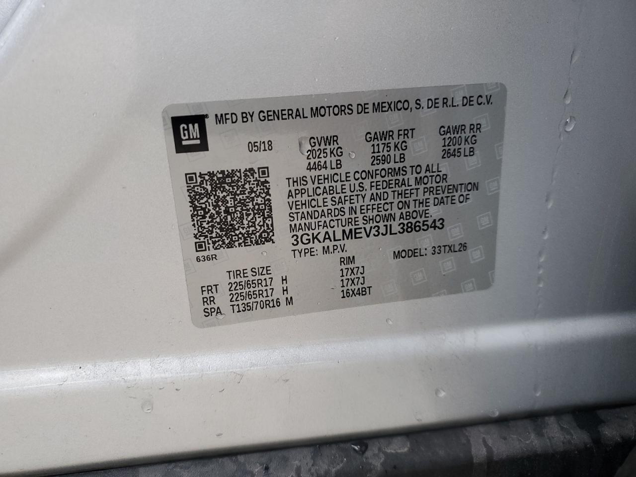 2018 GMC Terrain Sle VIN: 3GKALMEV3JL386543 Lot: 90484695