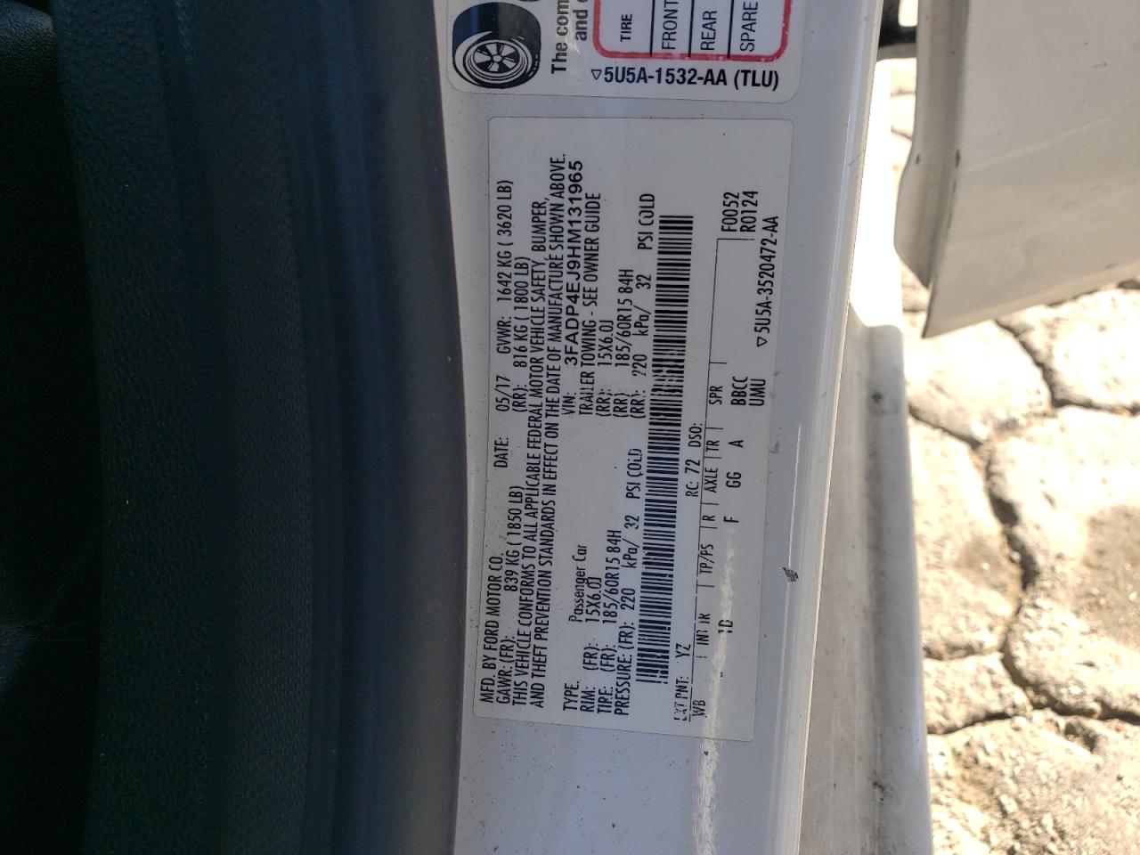 2017 Ford Fiesta Se VIN: 3FADP4EJ9HM131965 Lot: 89544025