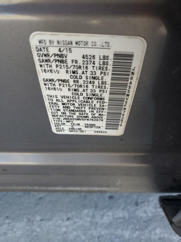 2015 Nissan Rogue Select S VIN: JN8AS5MV5FW762879 Lot: 85912125