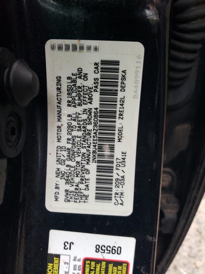 2010 Toyota Corolla Base VIN: 1NXBU4EE5AZ360864 Lot: 85682155