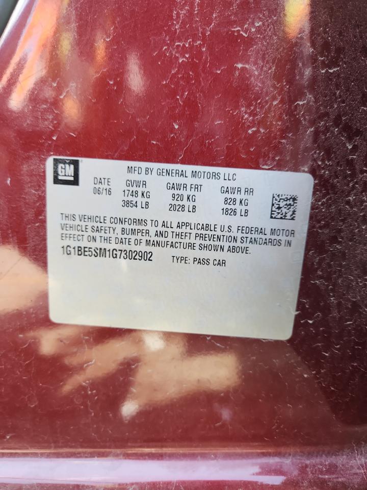 2016 Chevrolet Cruze Lt VIN: 1G1BE5SM1G7302902 Lot: 81828025