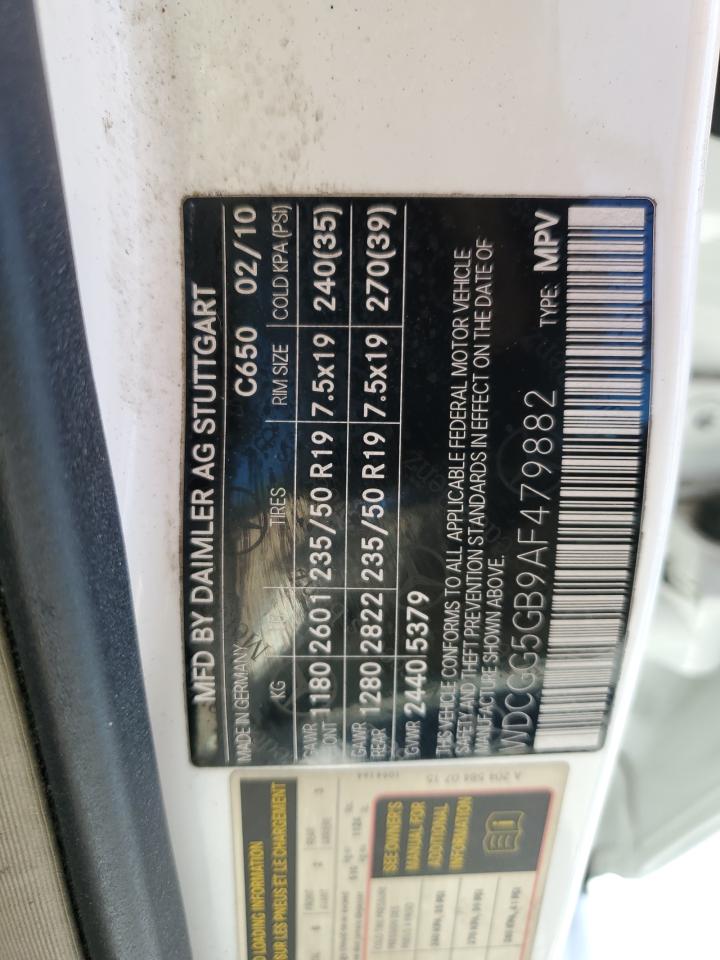 2010 Mercedes-Benz Glk 350 VIN: WDCGG5GB9AF479882 Lot: 82279865