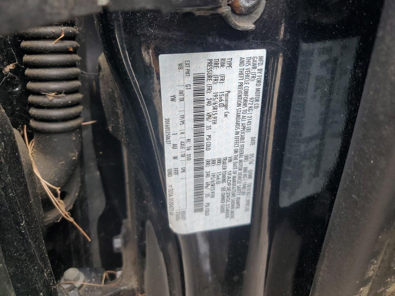 2016 Ford Focus S VIN: 1FADP3E29GL334955 Lot: 86219765