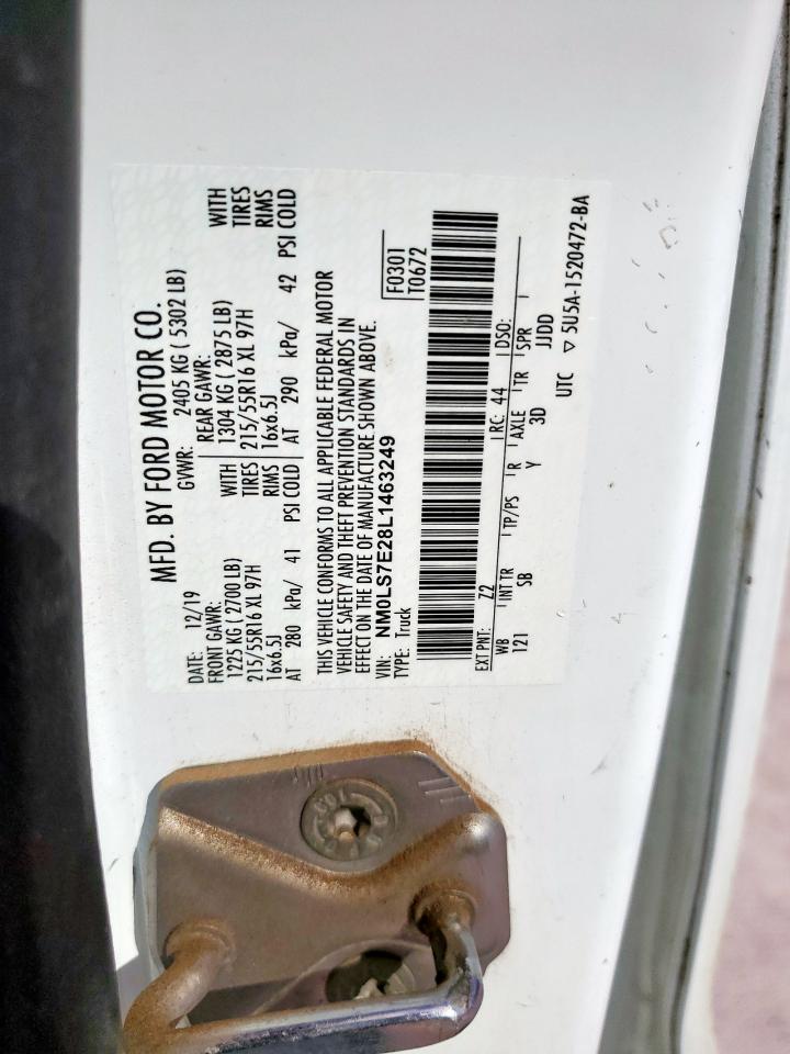 2020 Ford Transit Connect Xl VIN: NM0LS7E28L1463249 Lot: 82339265