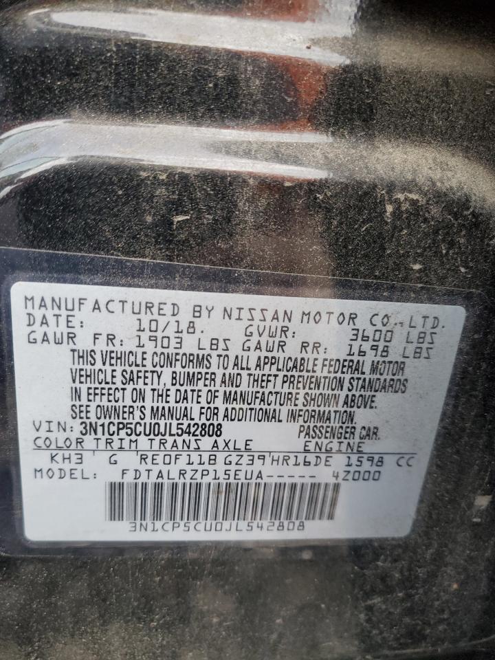2018 Nissan Kicks S VIN: 3N1CP5CU0JL542808 Lot: 83982185