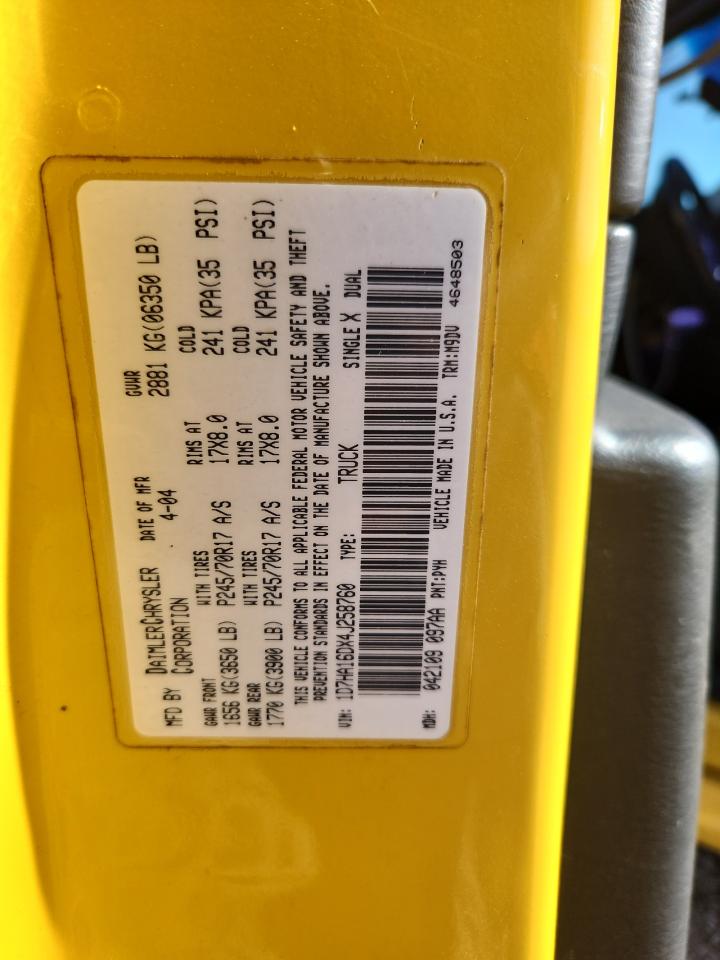 2004 Dodge Ram 1500 St VIN: 1D7HA16DX4J258760 Lot: 82473335