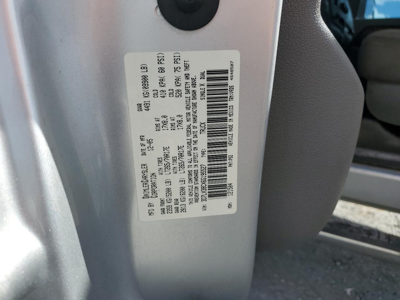 2006 Dodge Ram 3500 St VIN: 3D7LX38CX6G195527 Lot: 82195595