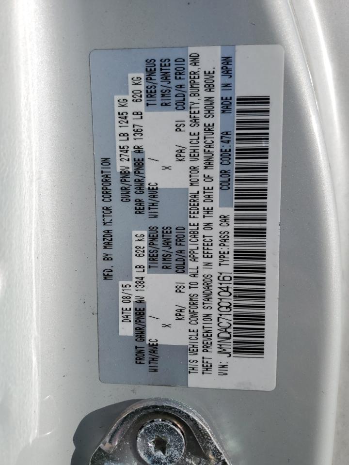 2016 Mazda Mx-5 Miata Club VIN: JM1NDAC71G0104161 Lot: 86801355