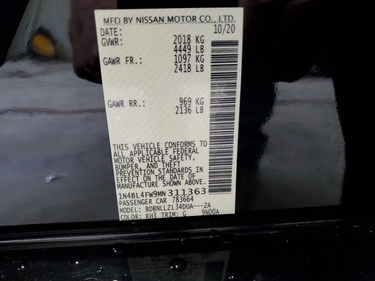 2021 Nissan Altima Platinum VIN: 1N4BL4FW9MN311363 Lot: 86129265