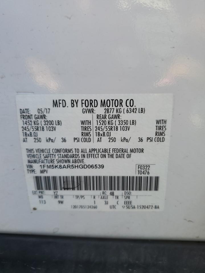2017 Ford Explorer Police Interceptor VIN: 1FM5K8AR5HGD06539 Lot: 85577515