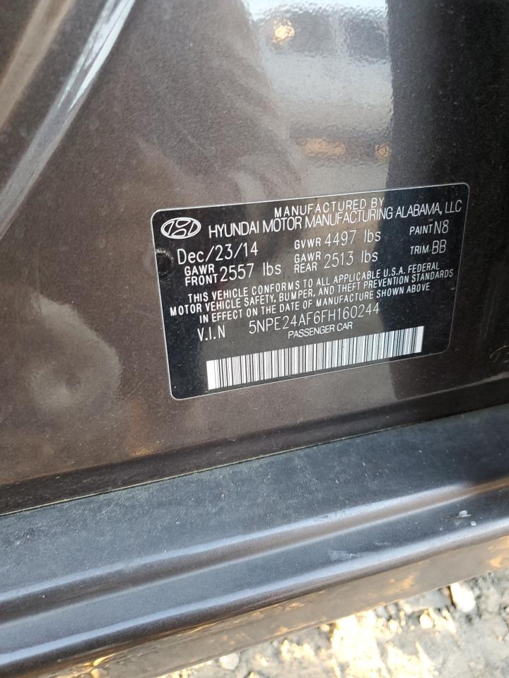 2015 Hyundai Sonata Se VIN: 5NPE24AF6FH160244 Lot: 85516635