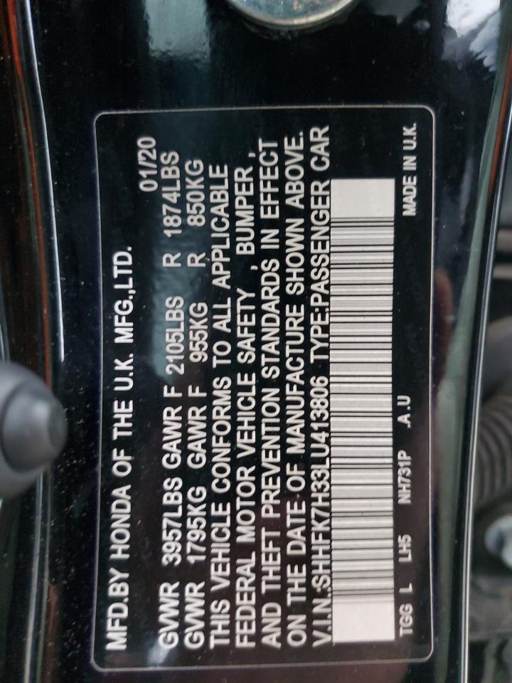 2020 Honda Civic Lx VIN: SHHFK7H33LU413806 Lot: 90140665