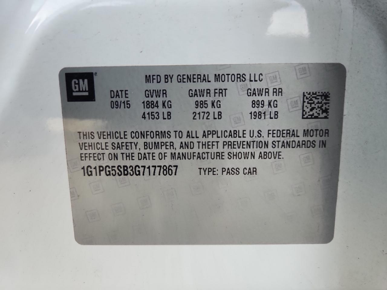 2016 Chevrolet Cruze Limited Ltz VIN: 1G1PG5SB3G7177867 Lot: 84939675