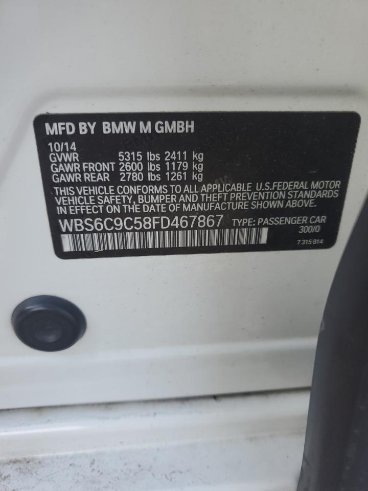 2015 BMW M6 Gran Coupe VIN: WBS6C9C58FD467867 Lot: 85711835