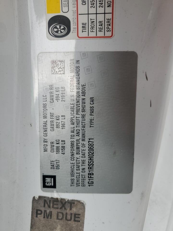 2017 Chevrolet Camaro Lt VIN: 1G1FB1RS5H0206871 Lot: 82307385