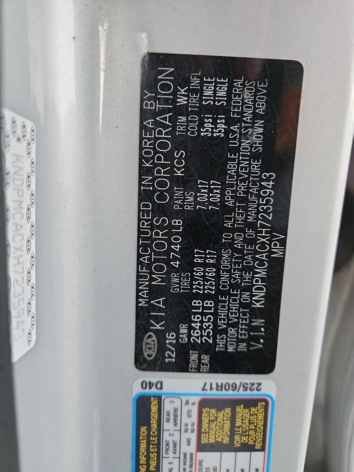 2017 Kia Sportage Lx VIN: KNDPMCACXH7235943 Lot: 84602065