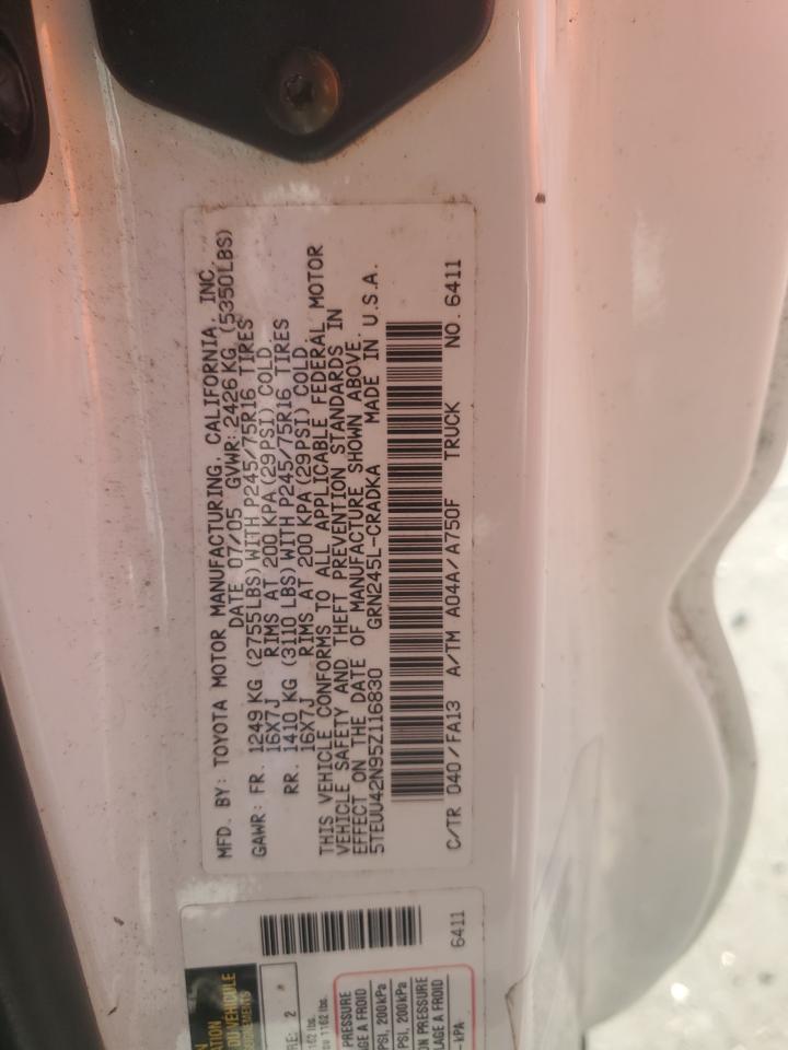 2005 Toyota Tacoma Access Cab VIN: 5TEUU42N95Z116830 Lot: 84799495