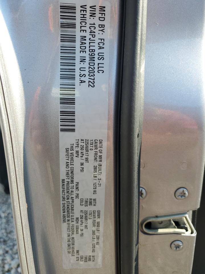 2021 Jeep Cherokee Latitude Plus VIN: 1C4PJLLB9MD203722 Lot: 82228965