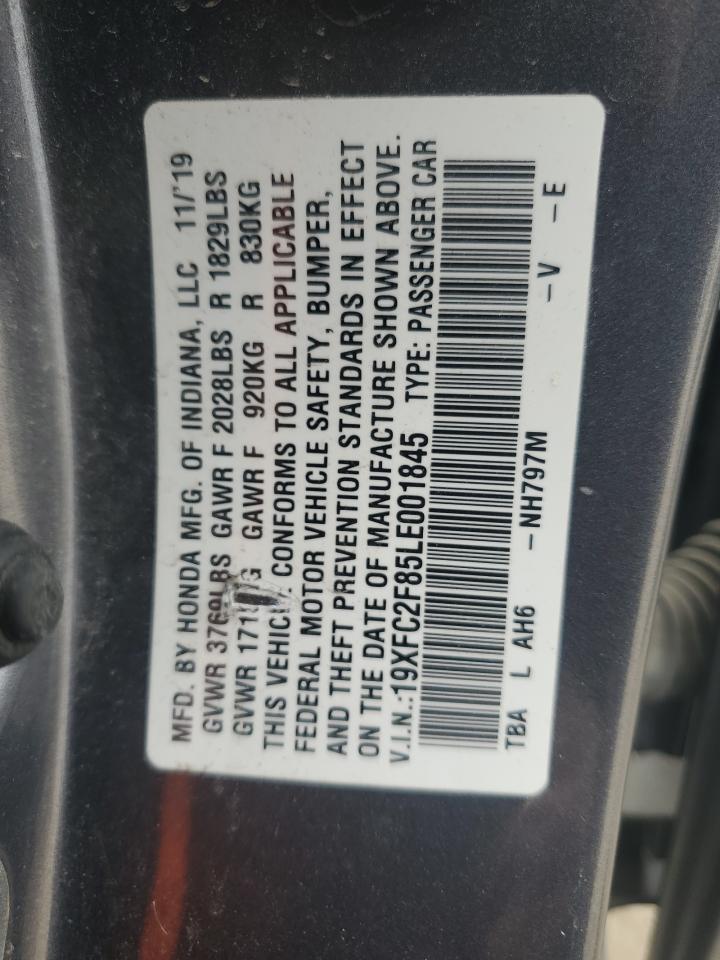 2020 Honda Civic Sport VIN: 19XFC2F85LE001845 Lot: 82458885