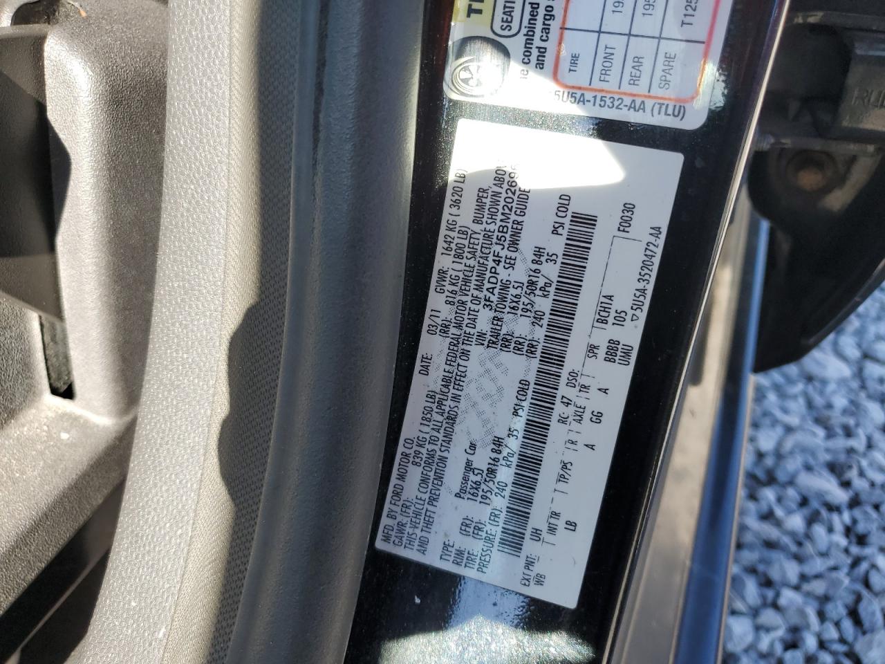 2011 Ford Fiesta Ses VIN: 3FADP4FJ5BM202696 Lot: 82304415