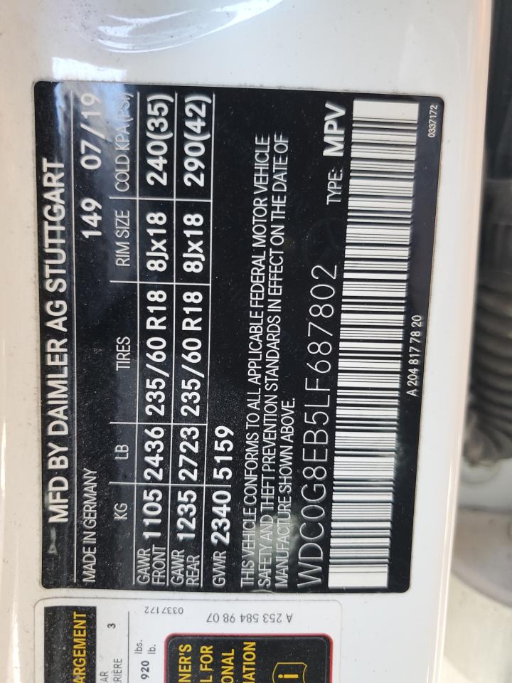 2020 Mercedes-Benz Glc 300 4Matic VIN: WDC0G8EB5LF687802 Lot: 90131025