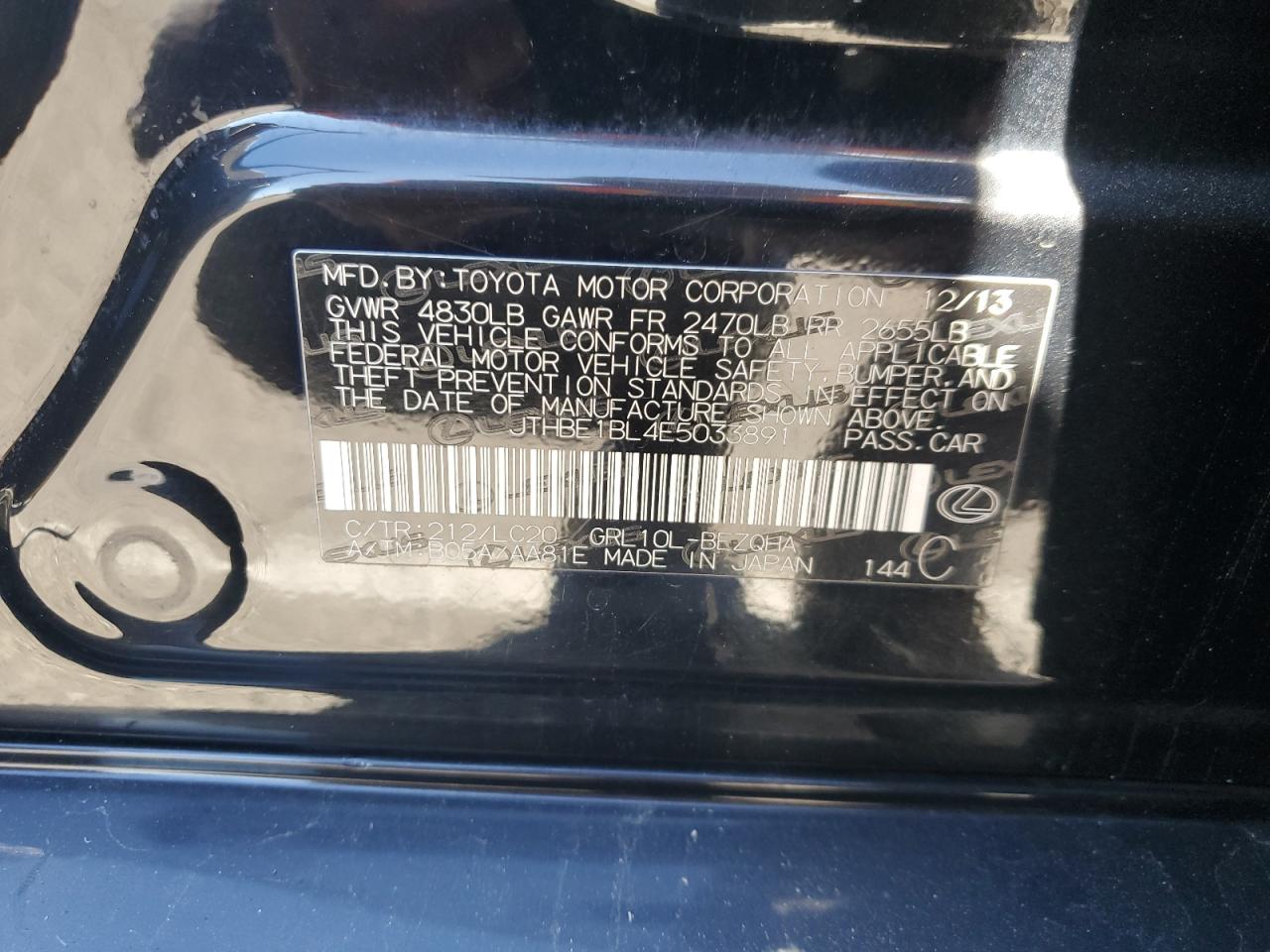 2014 Lexus Gs 350 VIN: JTHBE1BL4E5033891 Lot: 85400795