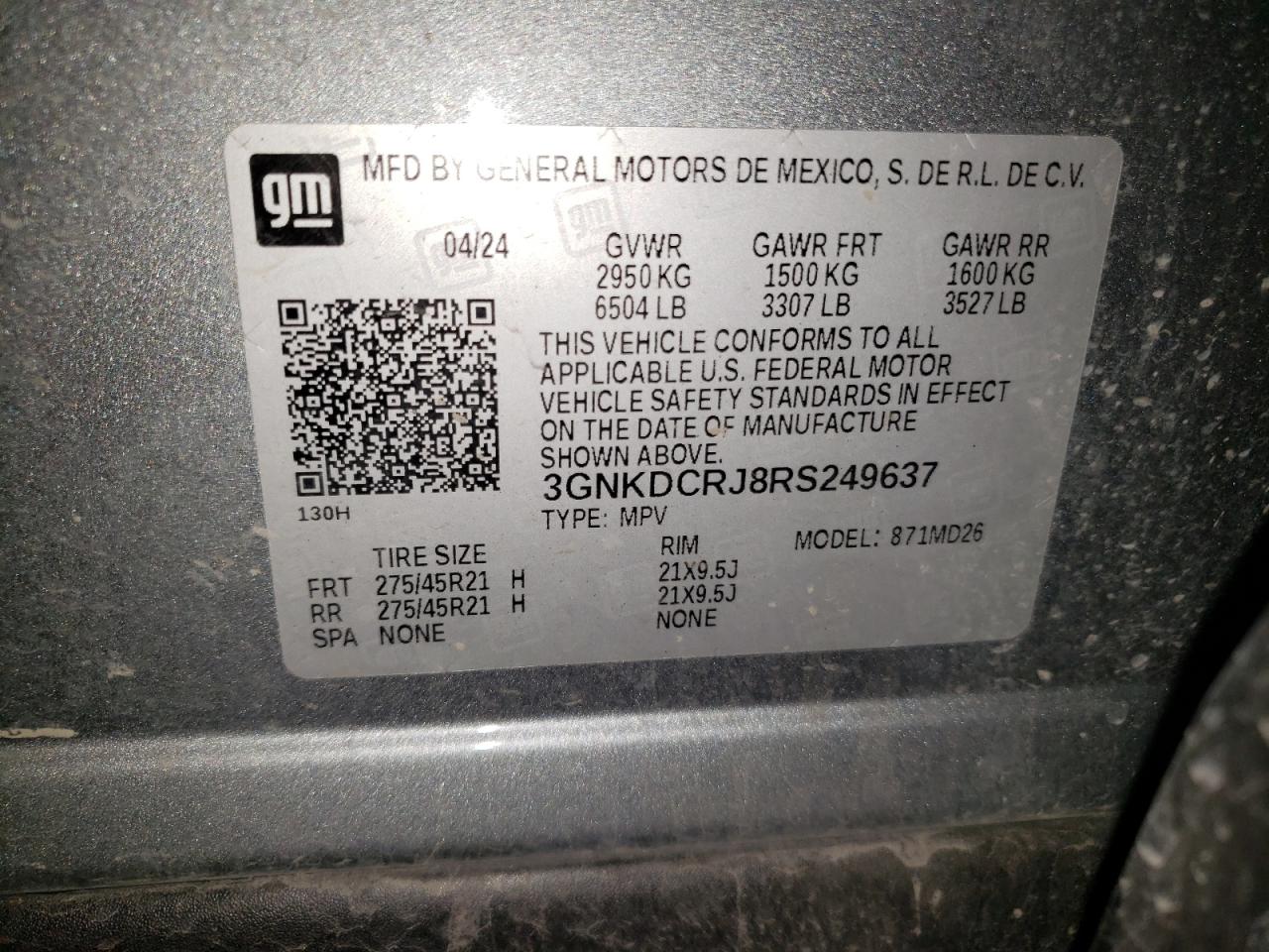 2024 Chevrolet Blazer Rs VIN: 3GNKDCRJ8RS249637 Lot: 90114705