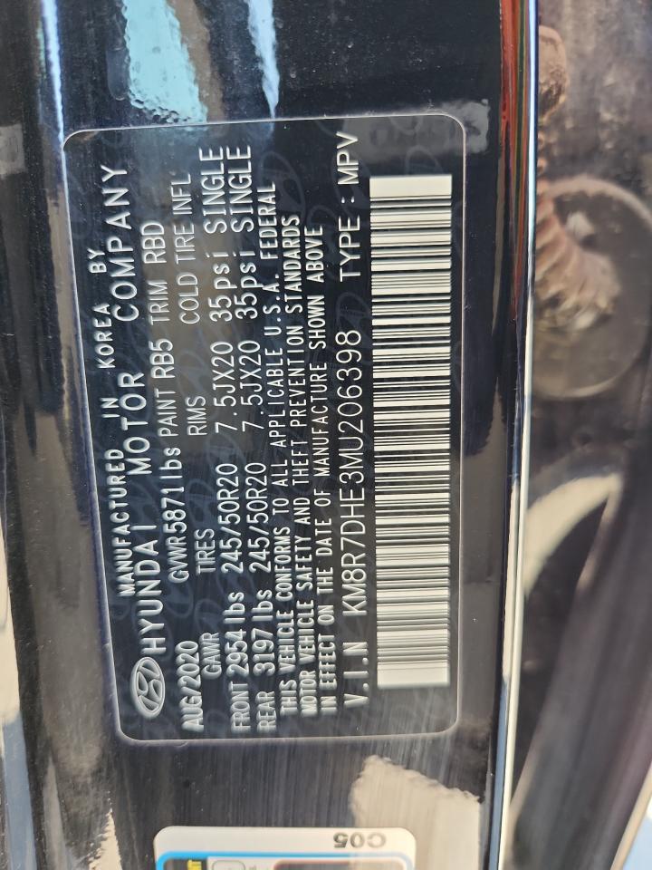 2021 Hyundai Palisade Calligraphy VIN: KM8R7DHE3MU206398 Lot: 86697975