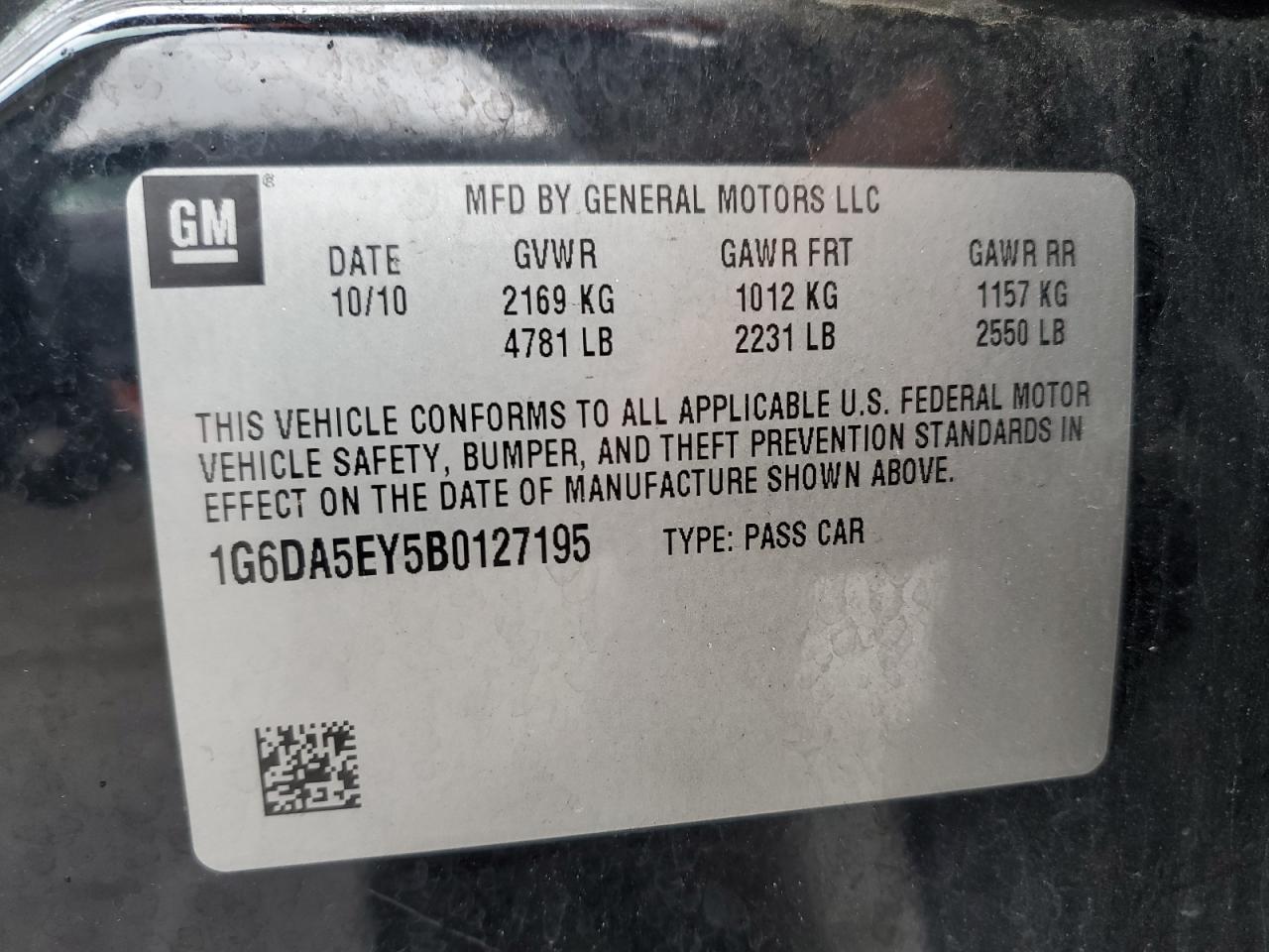 2011 Cadillac Cts VIN: 1G6DA5EY5B0127195 Lot: 85422395