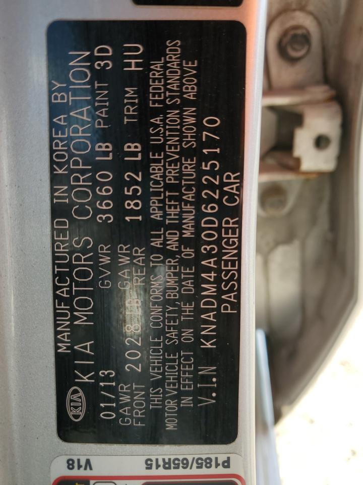 2013 Kia Rio Lx VIN: KNADM4A30D6225170 Lot: 82720715