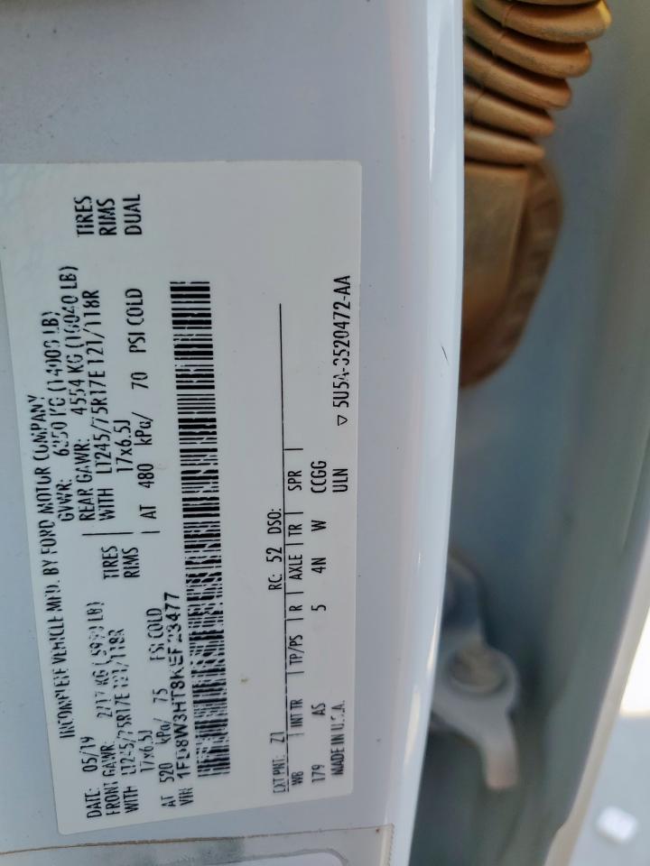 2019 Ford F350 Super Duty VIN: 1FD8W3HT8KEF23477 Lot: 84431525