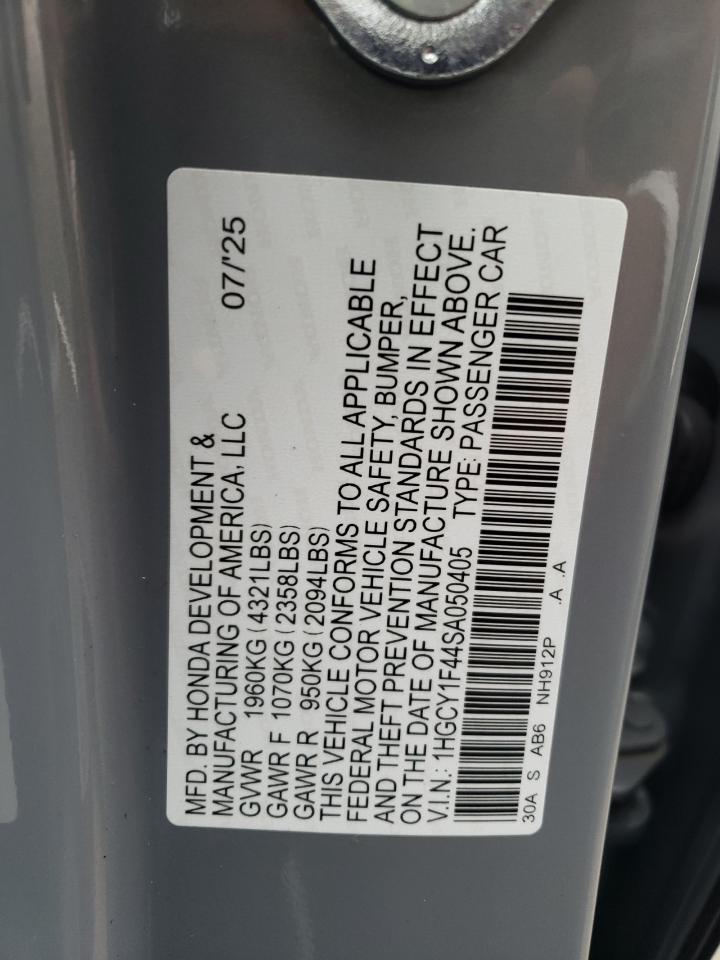 2025 Honda Accord Se VIN: 1HGCY1F44SA050405 Lot: 85370765