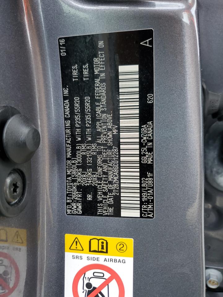 2016 Lexus Rx 350 Base VIN: 2T2BZMCA8GC012287 Lot: 84396455