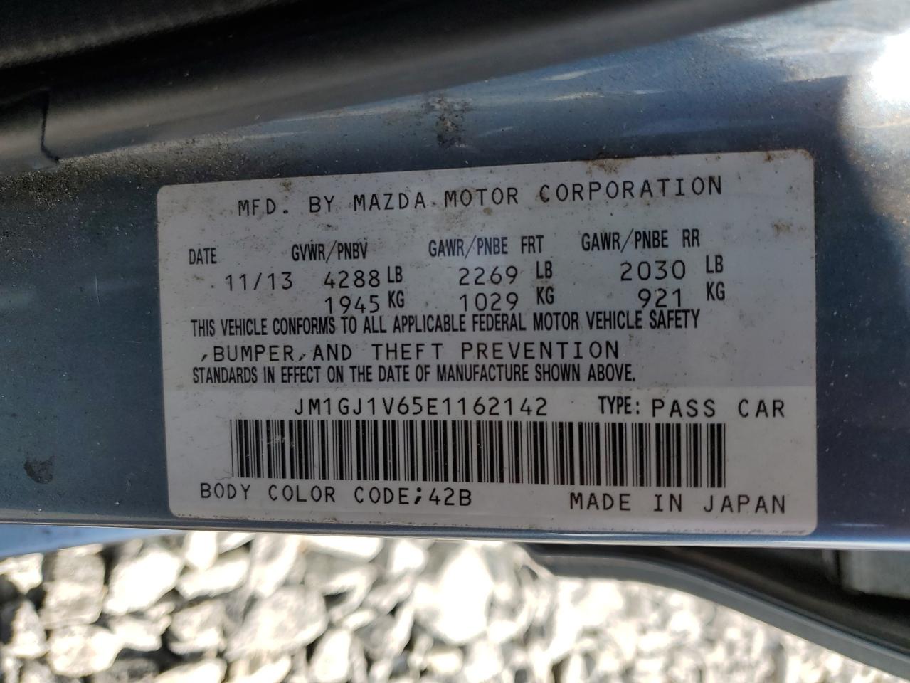 2014 Mazda 6 Touring VIN: JM1GJ1V65E1162142 Lot: 90345495