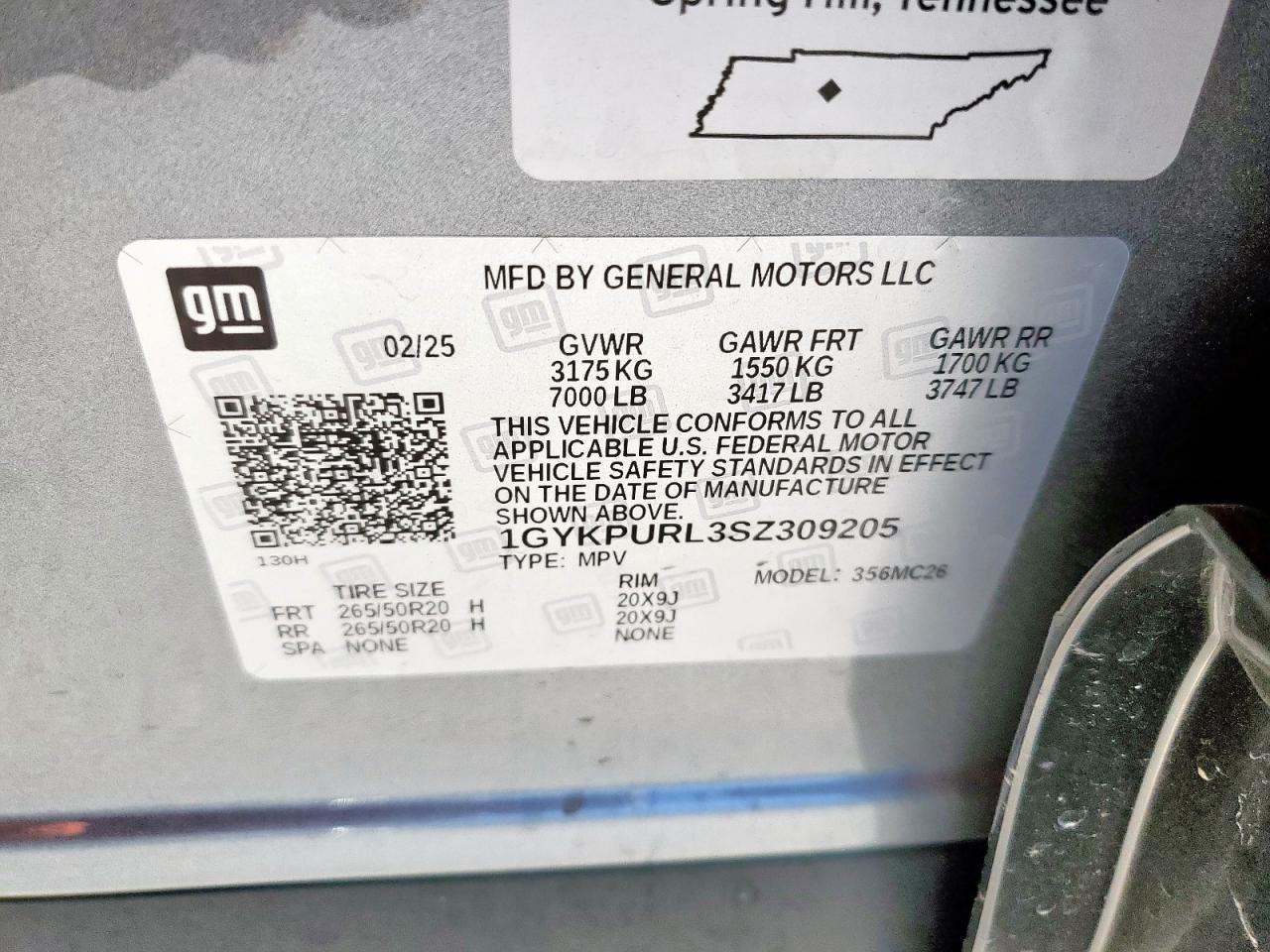 2025 Cadillac Lyriq Sport VIN: 1GYKPURL3SZ309205 Lot: 85727105