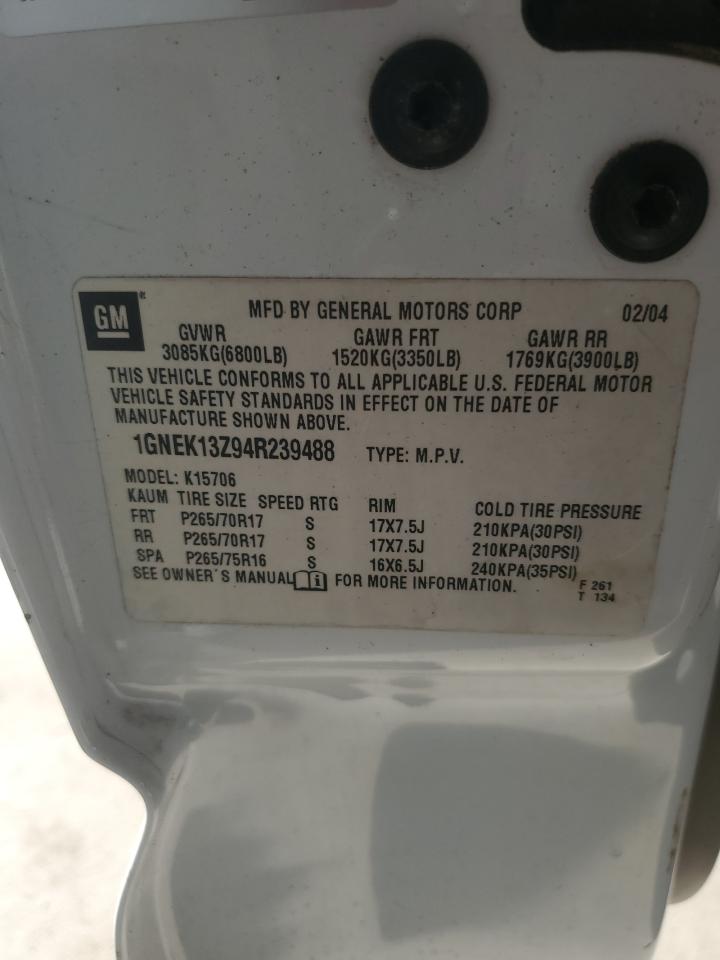 2004 Chevrolet Tahoe K1500 VIN: 1GNEK13Z94R239488 Lot: 85377745