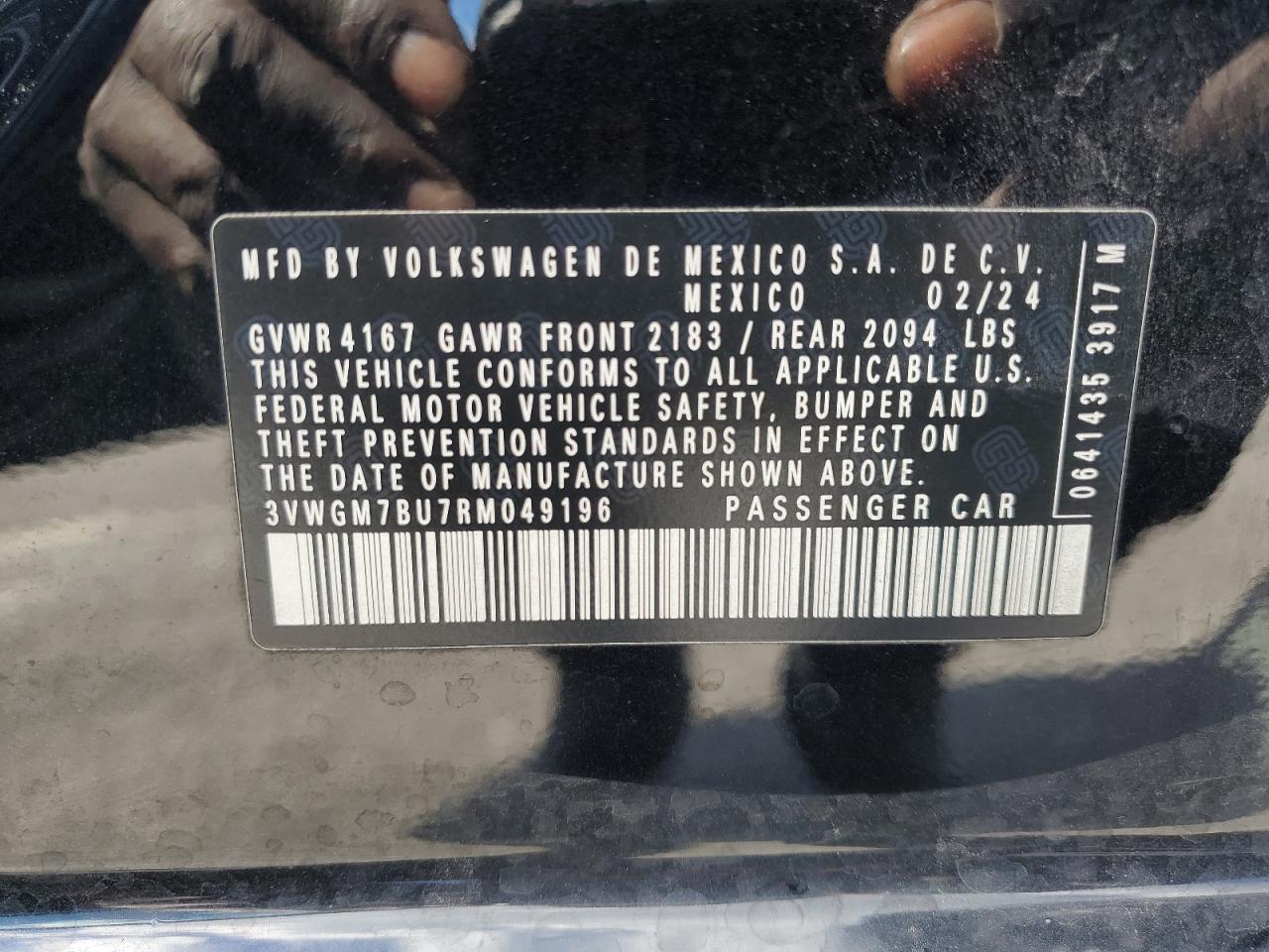 2024 Volkswagen Jetta Sel VIN: 3VWGM7BU7RM049196 Lot: 81886865