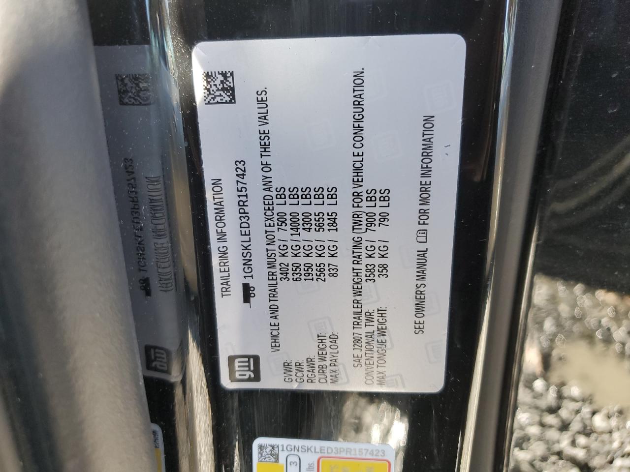 2023 Chevrolet Tahoe K1500 VIN: 1GNSKLED3PR157423 Lot: 85883415