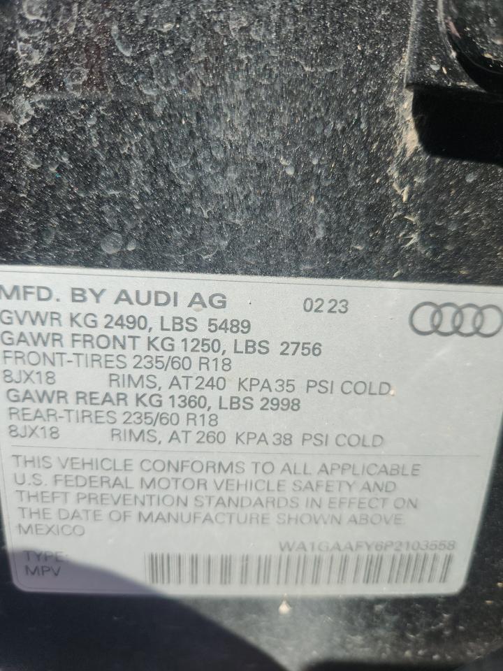 2023 Audi Q5 Premium 45 VIN: WA1GAAFY6P2103558 Lot: 86265385