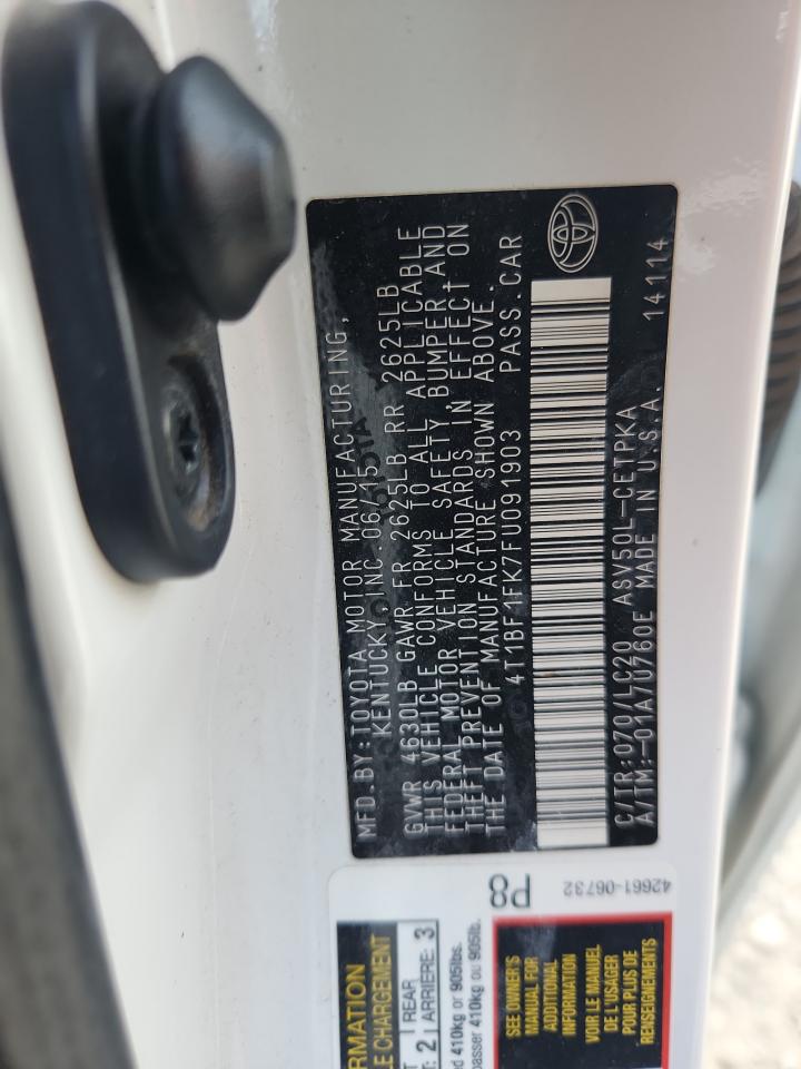 2015 Toyota Camry Le VIN: 4T1BF1FK7FU091903 Lot: 84647565