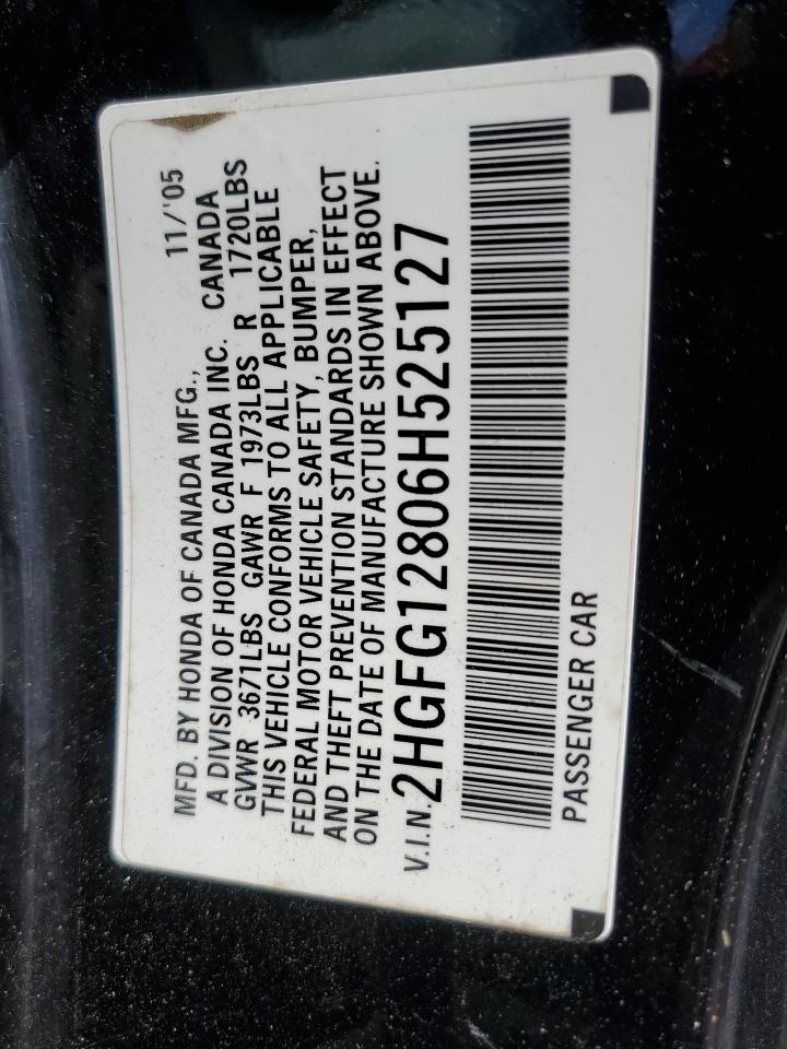 2006 Honda Civic Ex VIN: 2HGFG12806H525127 Lot: 85945465