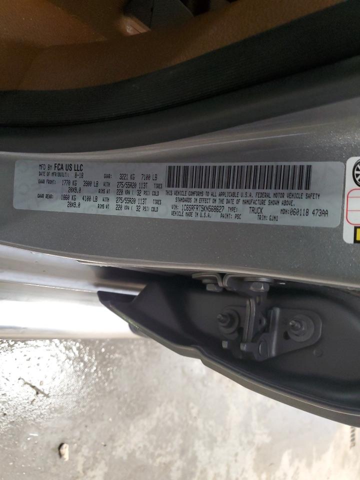 2019 Ram 1500 Laramie VIN: 1C6SRFRT5KN568627 Lot: 89708365