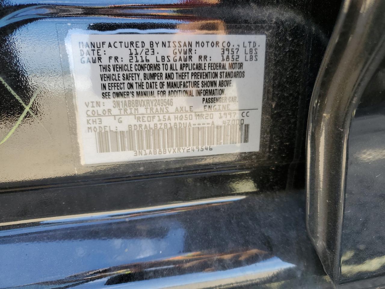 2024 Nissan Sentra S VIN: 3N1AB8BVXRY249546 Lot: 86163625