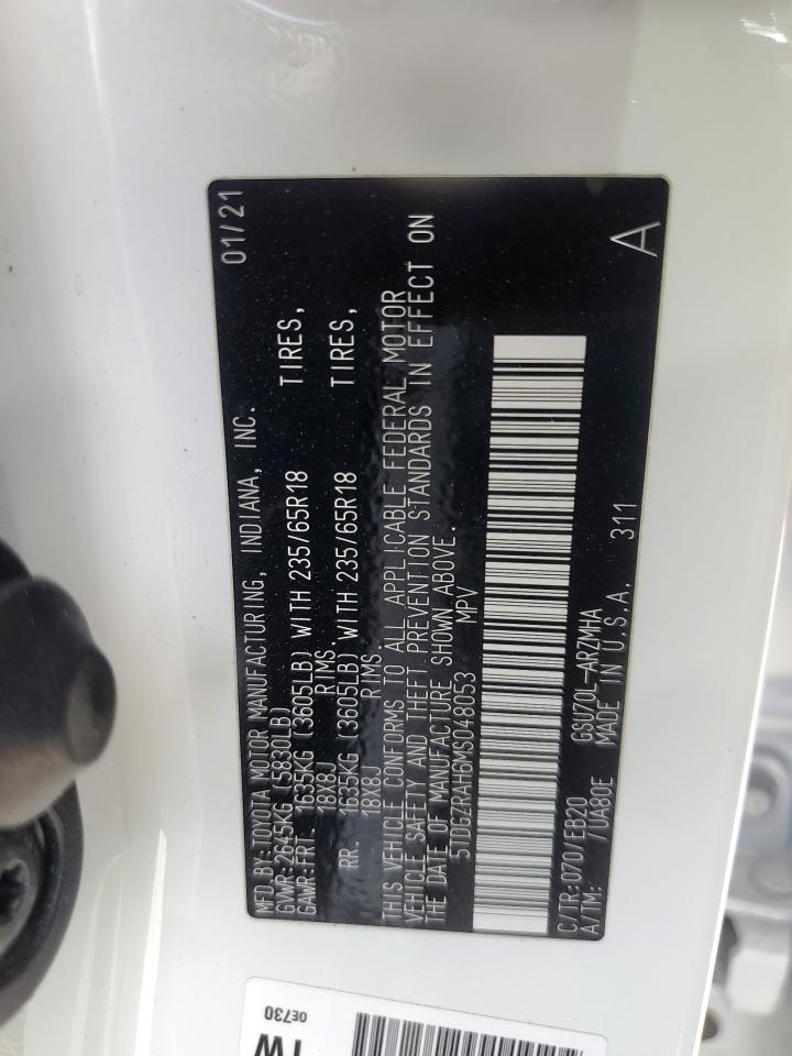 2021 Toyota Highlander Xle VIN: 5TDGZRAH6MS048053 Lot: 85862475