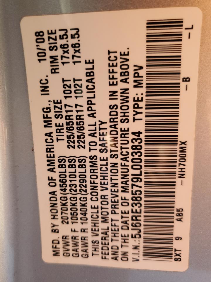 2009 Honda Cr-V Ex VIN: 5J6RE38579L003834 Lot: 84365505