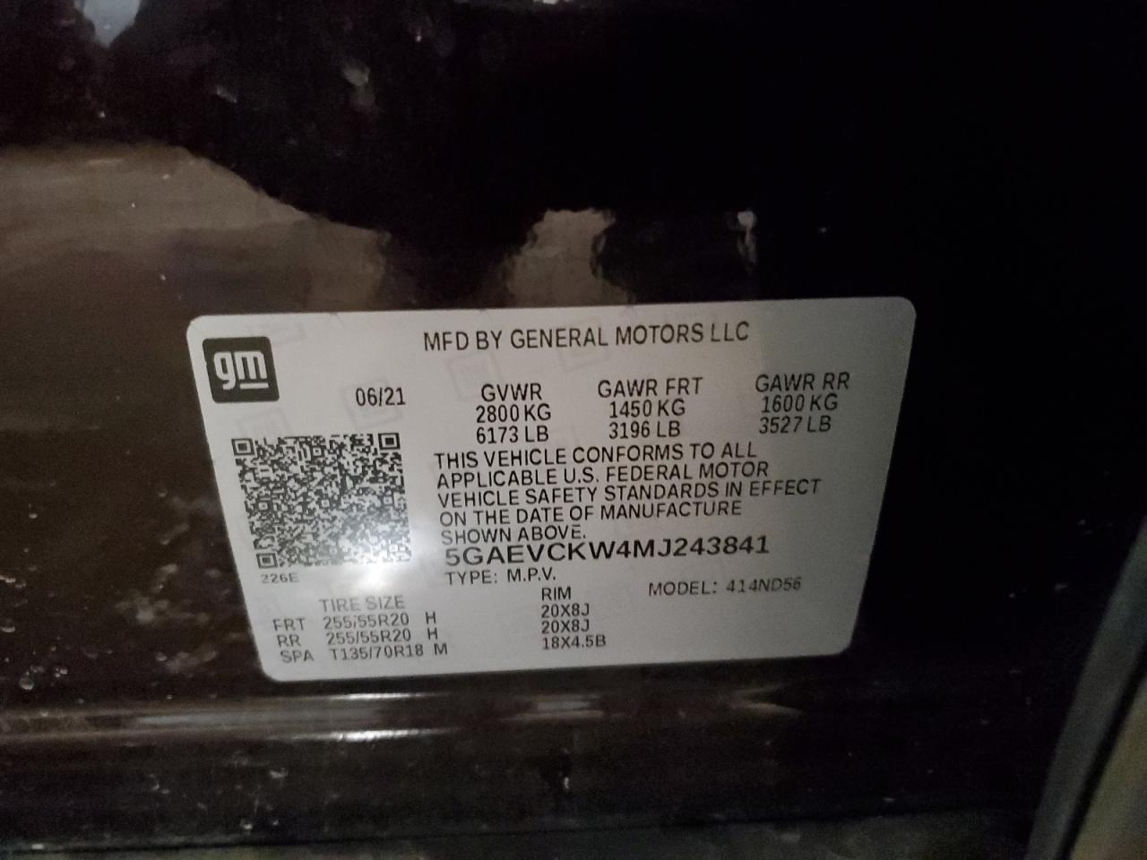 2021 Buick Enclave Avenir VIN: 5GAEVCKW4MJ243841 Lot: 90096305