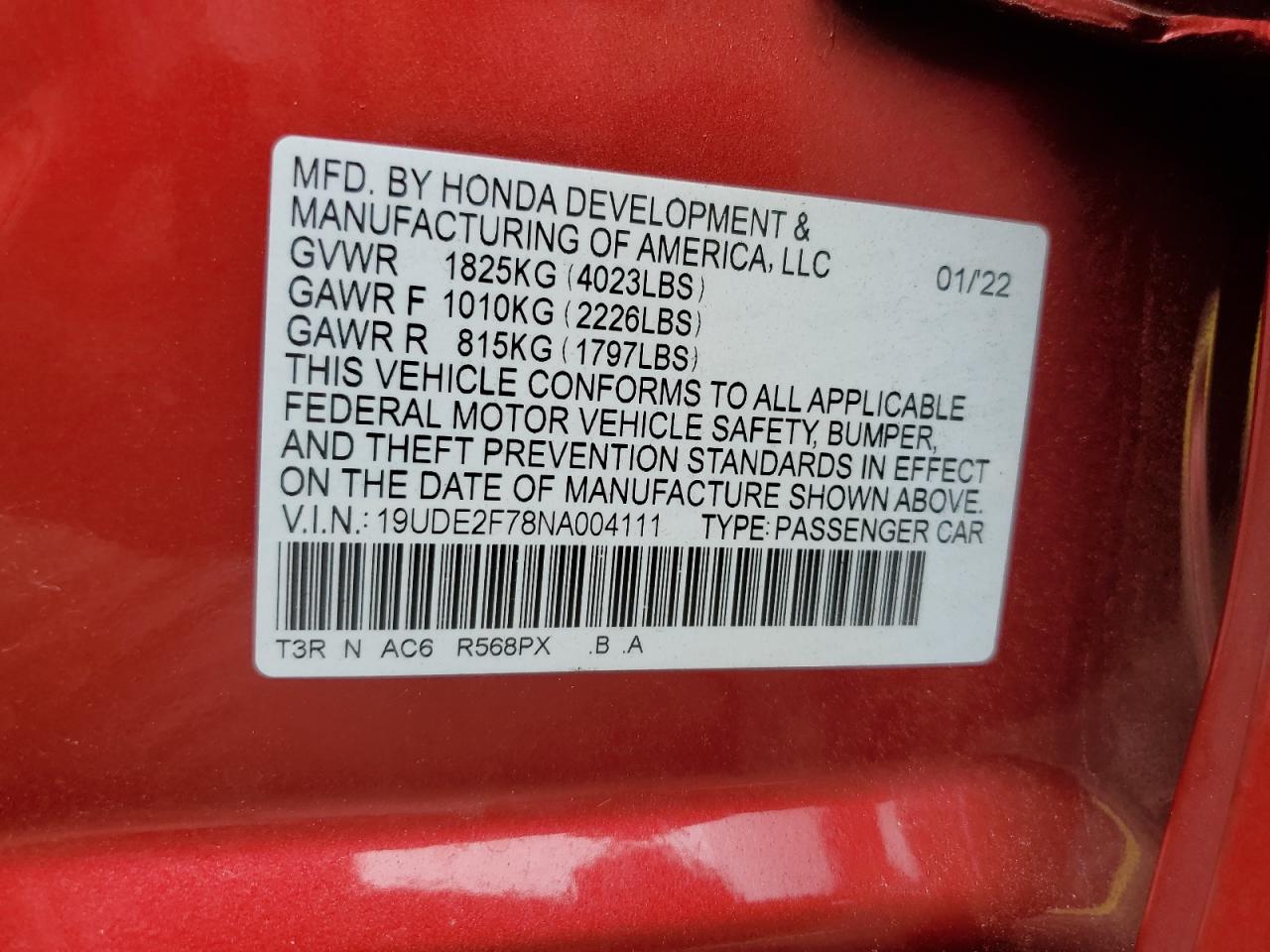 2022 Acura Ilx Premium VIN: 19UDE2F78NA004111 Lot: 86462345